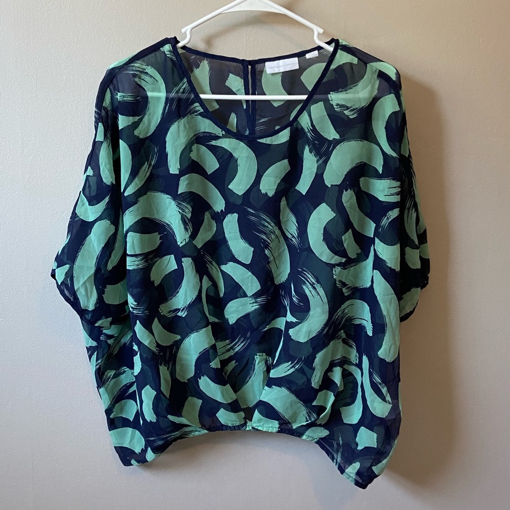 New York & Company Sheer Short Sleeve Blouse Sz S